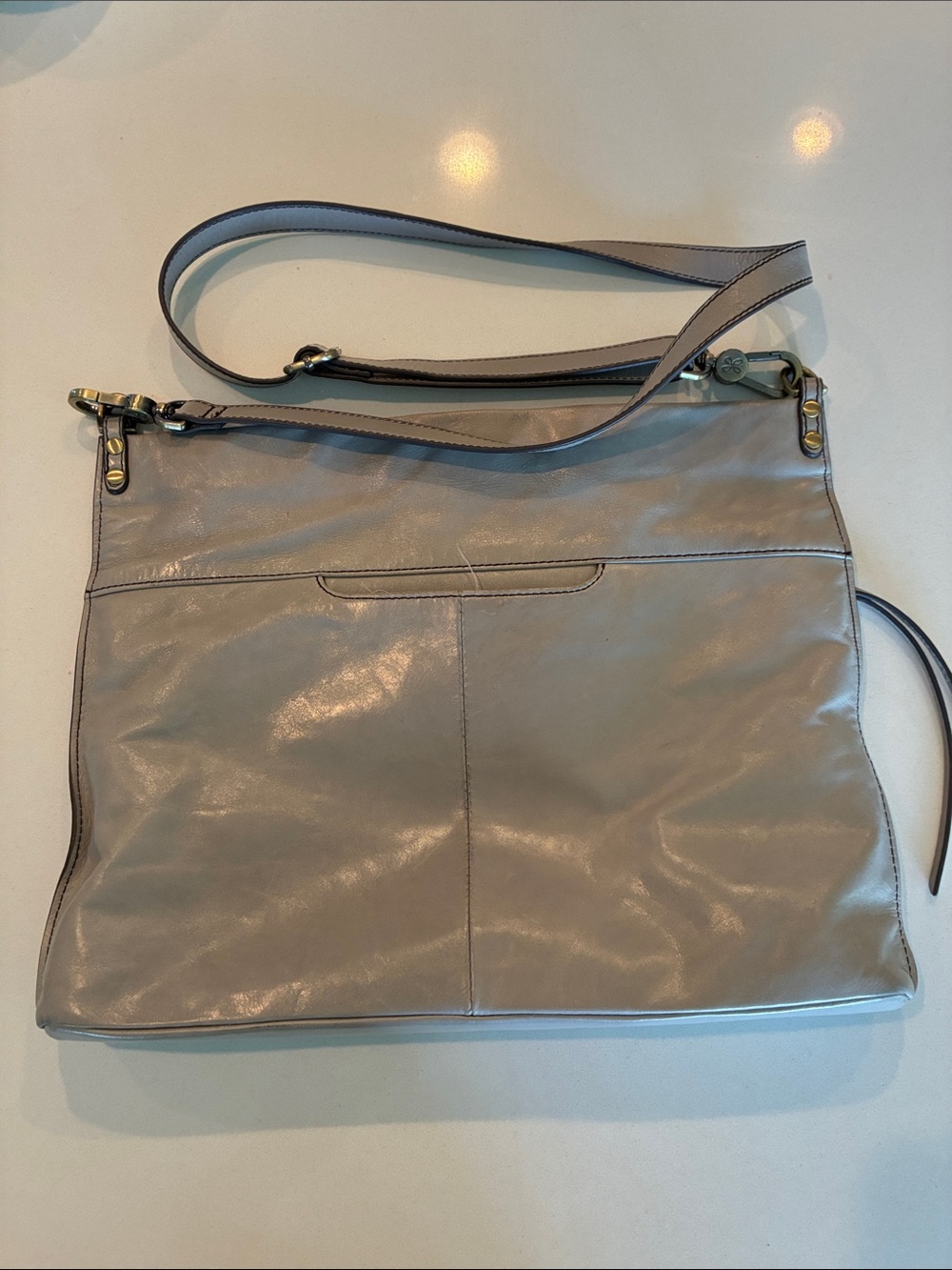 HOBO Gray Leather Shoulder Bag